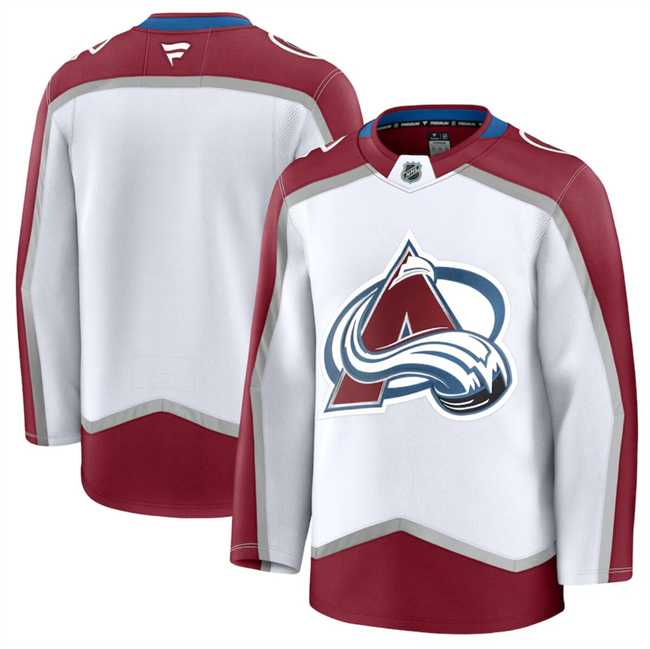 Mens Colorado Avalanche Custom White 2024-25 Away Stitched Jersey